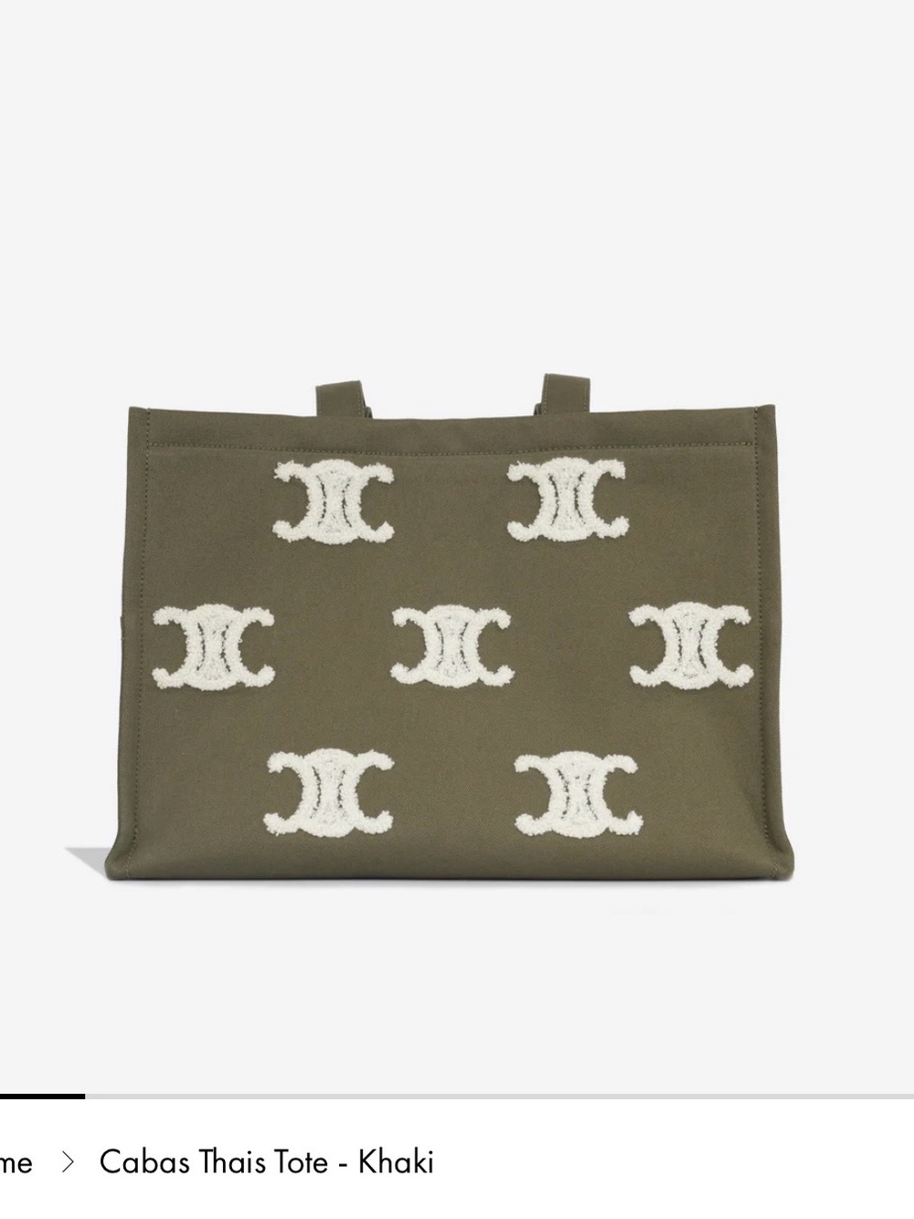 Celine Triomphe Cabas Large - Khaki with Cream Motifs
